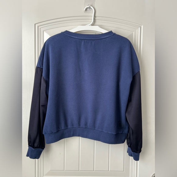 Nation x SoulCycle Cropped Sweatshirt Navy Contrast Sleeve M - Picture 3 of 12